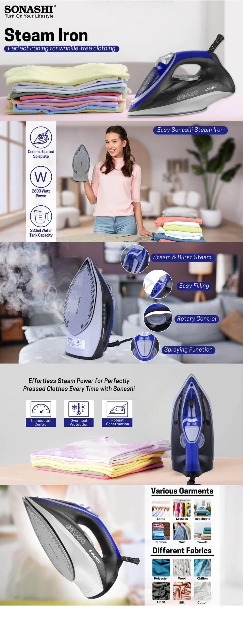 Sonashi Steam Iron SI-5084C 2600W brochure