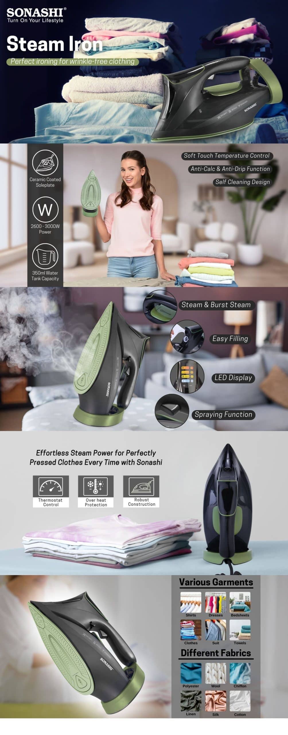 Sonashi Steam Iron SI-5088C 3000W brochure