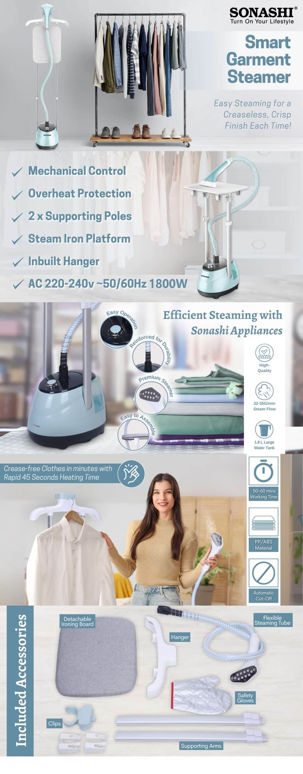 Sonashi Garment Steamer SGS-325 1800W brochure