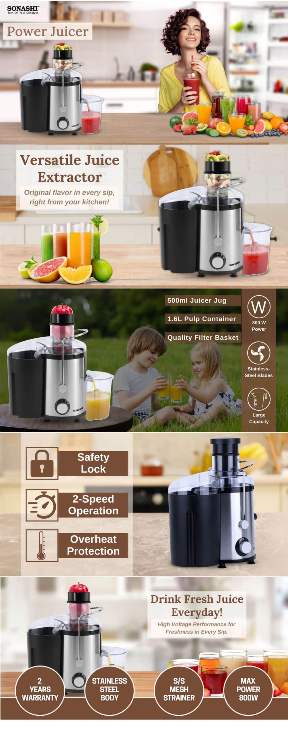 Sonashi Power Juicer SPJ-501N brochure