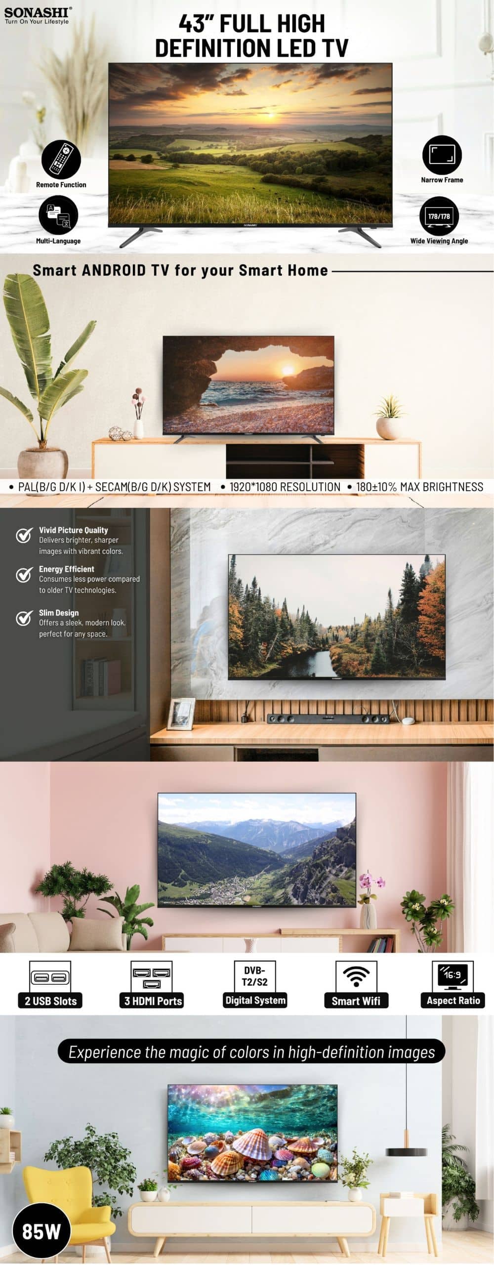 Sonashi 43 Inch Full High Definition LED TV SLED-4300FHD brochure
