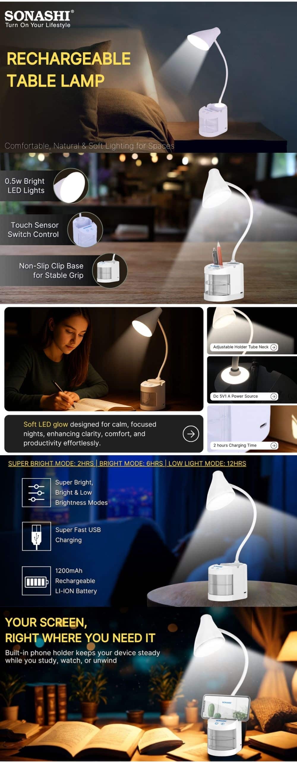 Sonashi Rechargeable LED Lamp SLT-008 brochure