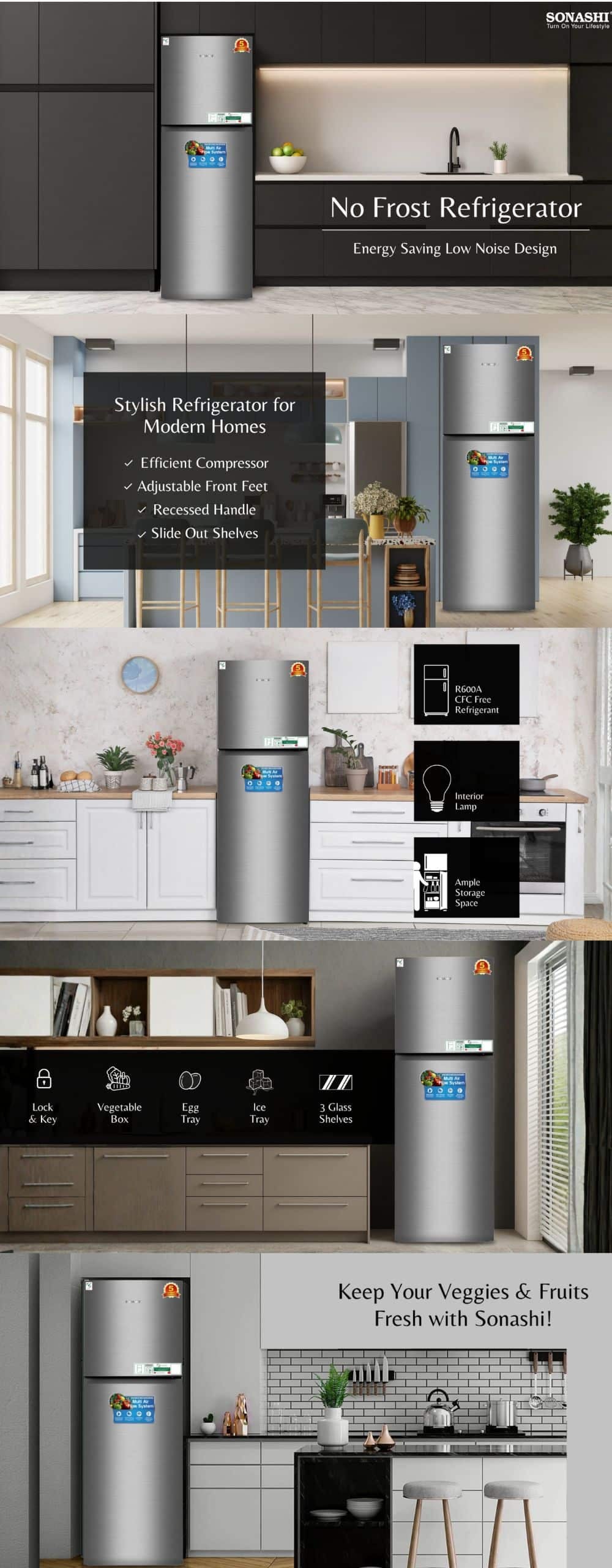Sonashi No Frost Refrigerator SFD-460NF brochure