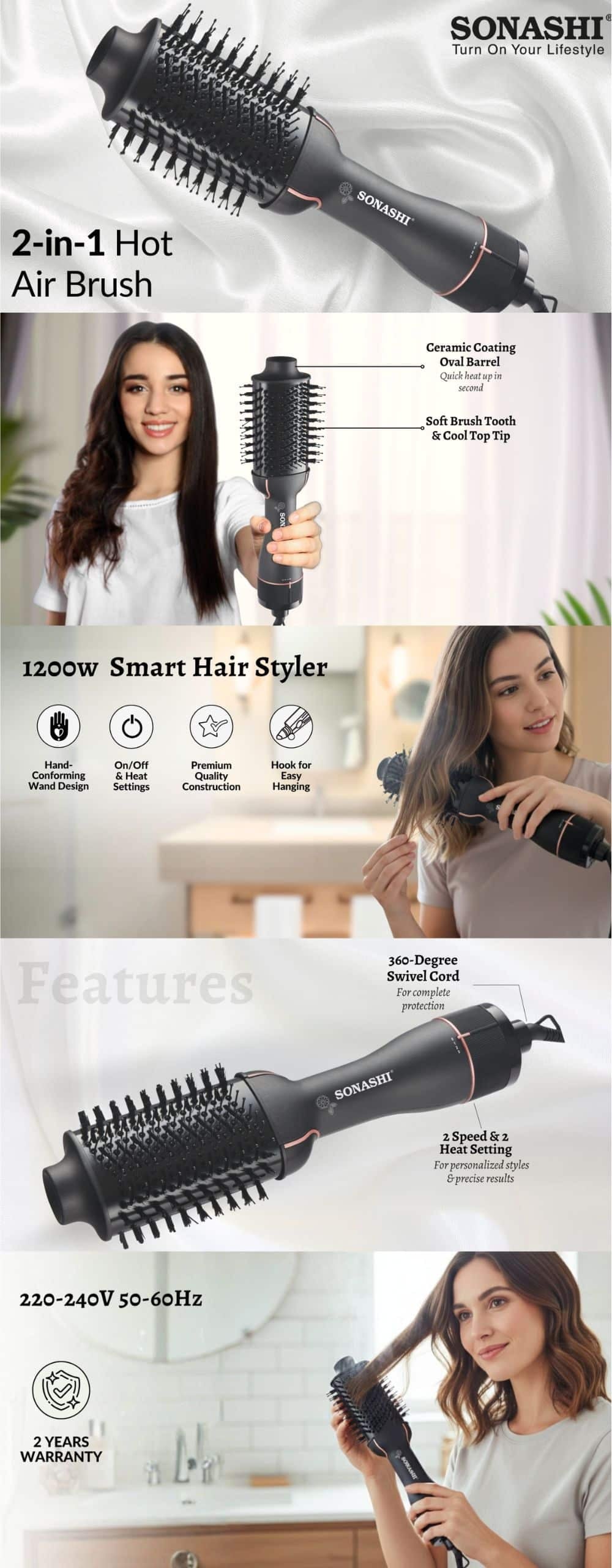 Sonashi 2 in 1 Hot Hair Brush SHS-2093 brochure
