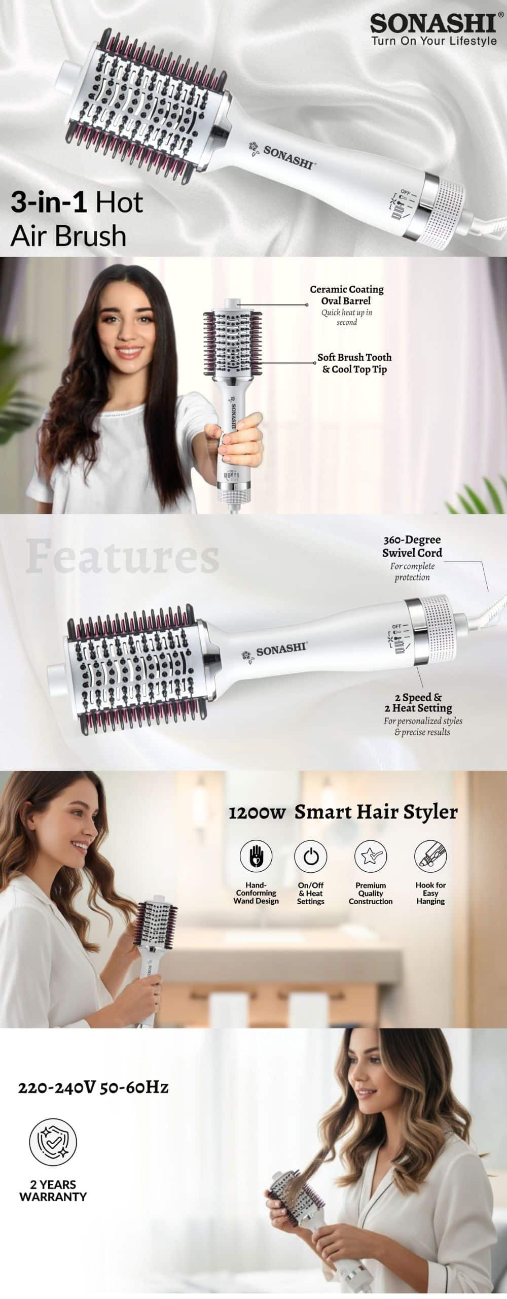Sonashi 3 In 1 Hot Air Brush SHS-2094-White brochure