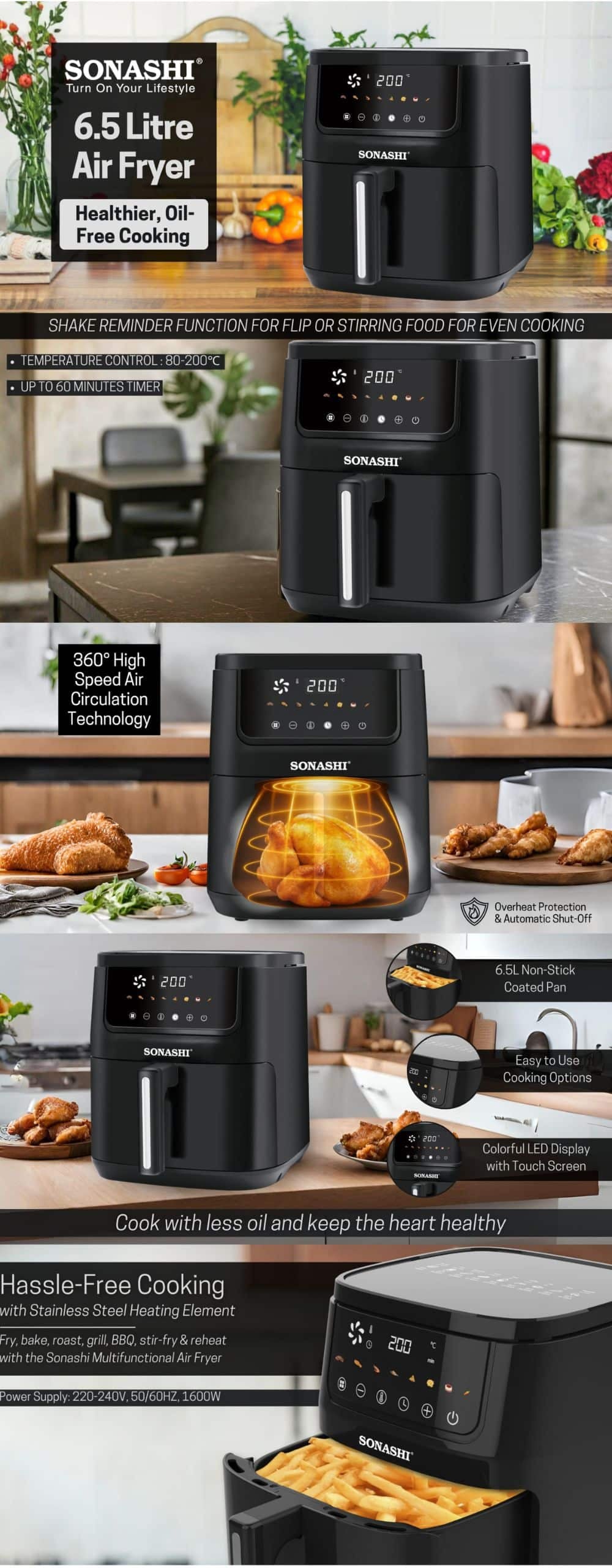 Sonashi 6.5L Digital Air Fryer SAF-620 brochure