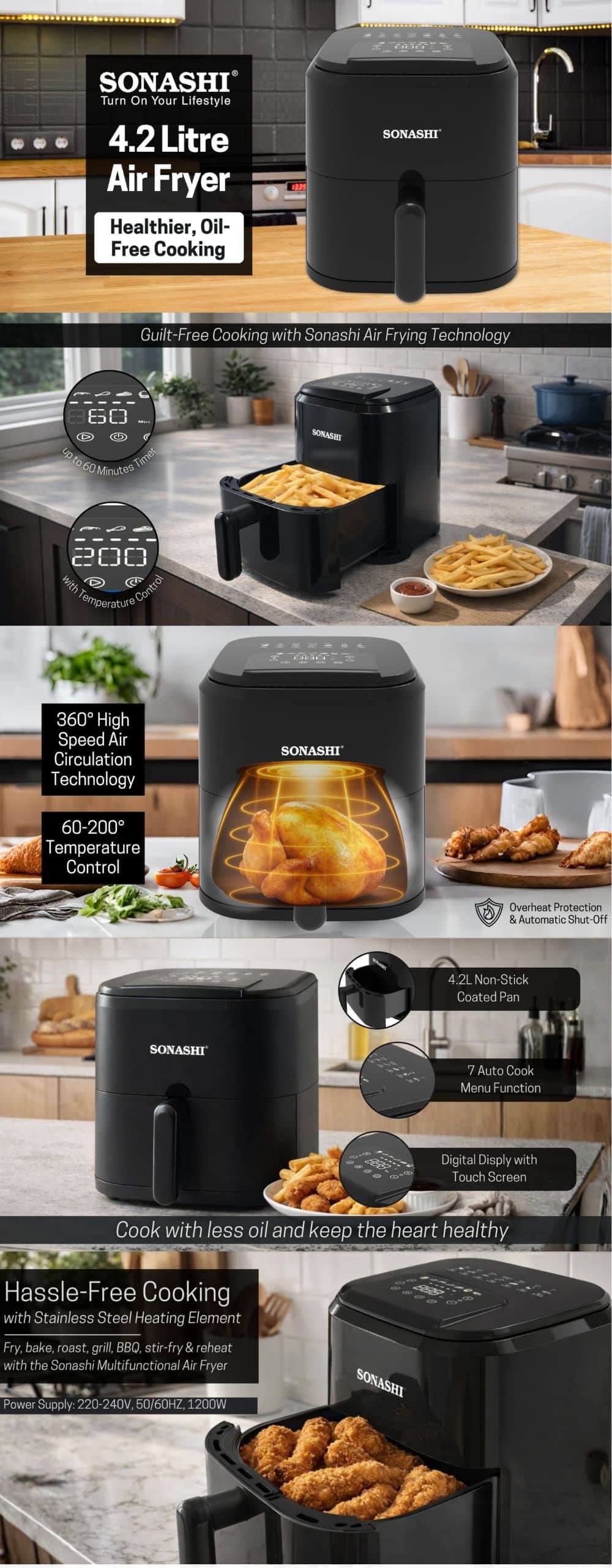 Sonashi 4.2L Digital Air Fryer SAF-420 brochure