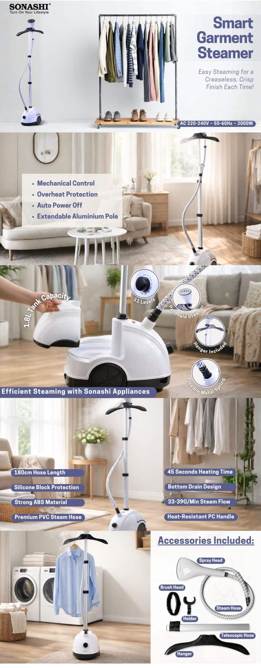 Sonashi Garment Steamer SGS-321N-White brochure