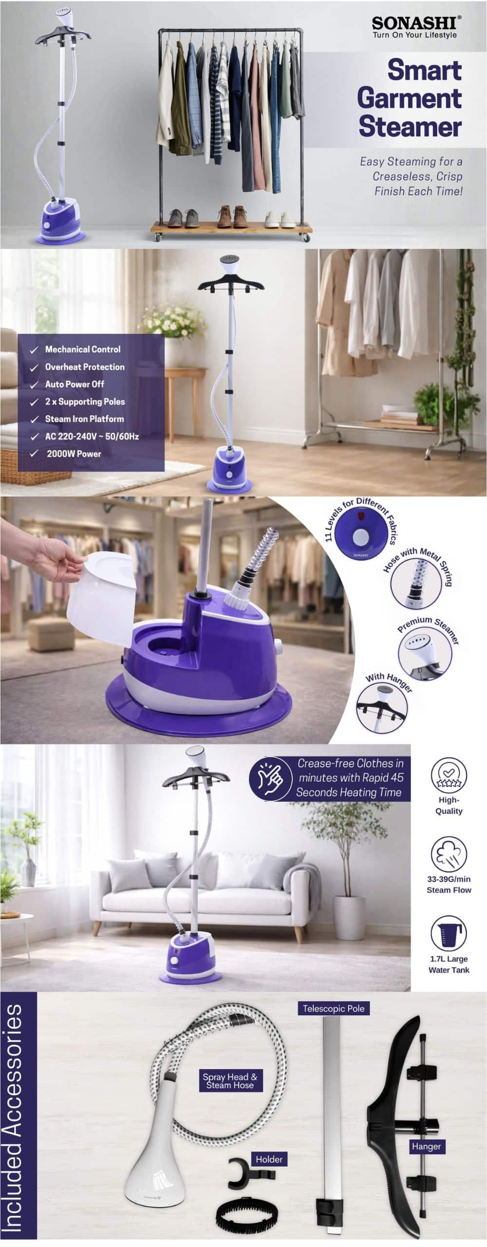 Sonashi Garment Steamer SGS-329-Blue brochure