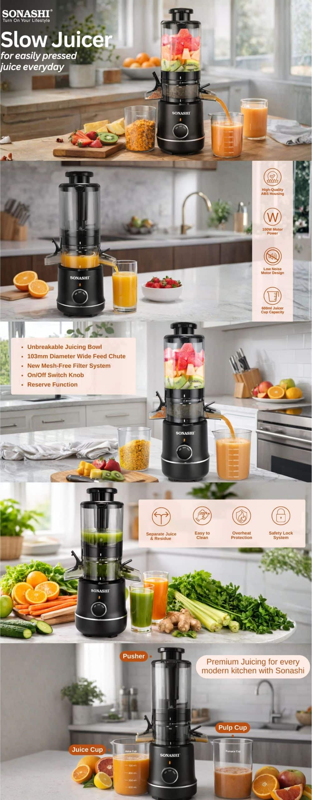 Sonashi Slow Juicer SSJ-601 brochure