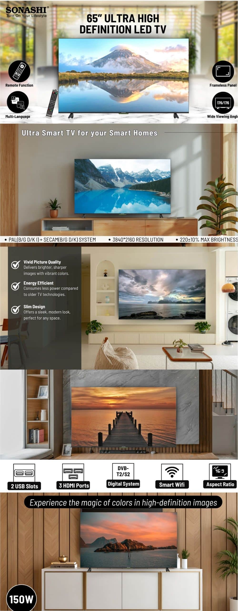 Sonashi 65 Inch Ultra High Definition LED TV SLED-6500UHD brochure