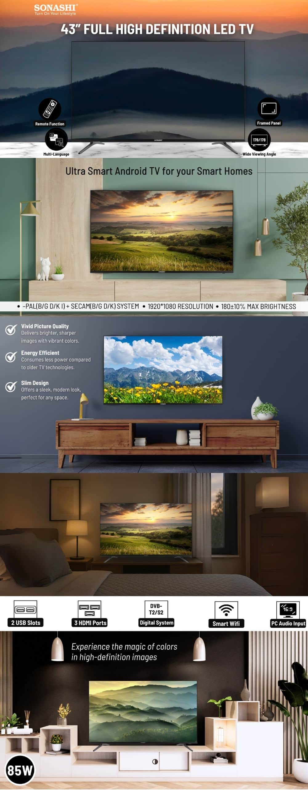 Sonashi 43 Inch Full High Definition LED TV SLED-4300FHD brochure