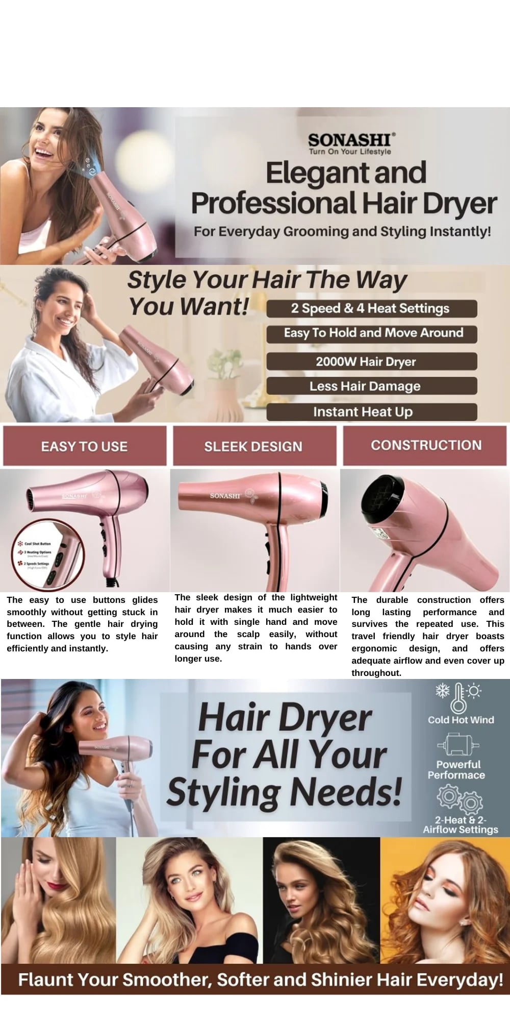 Sonashi Hair Dryer SHD-3046 brochure