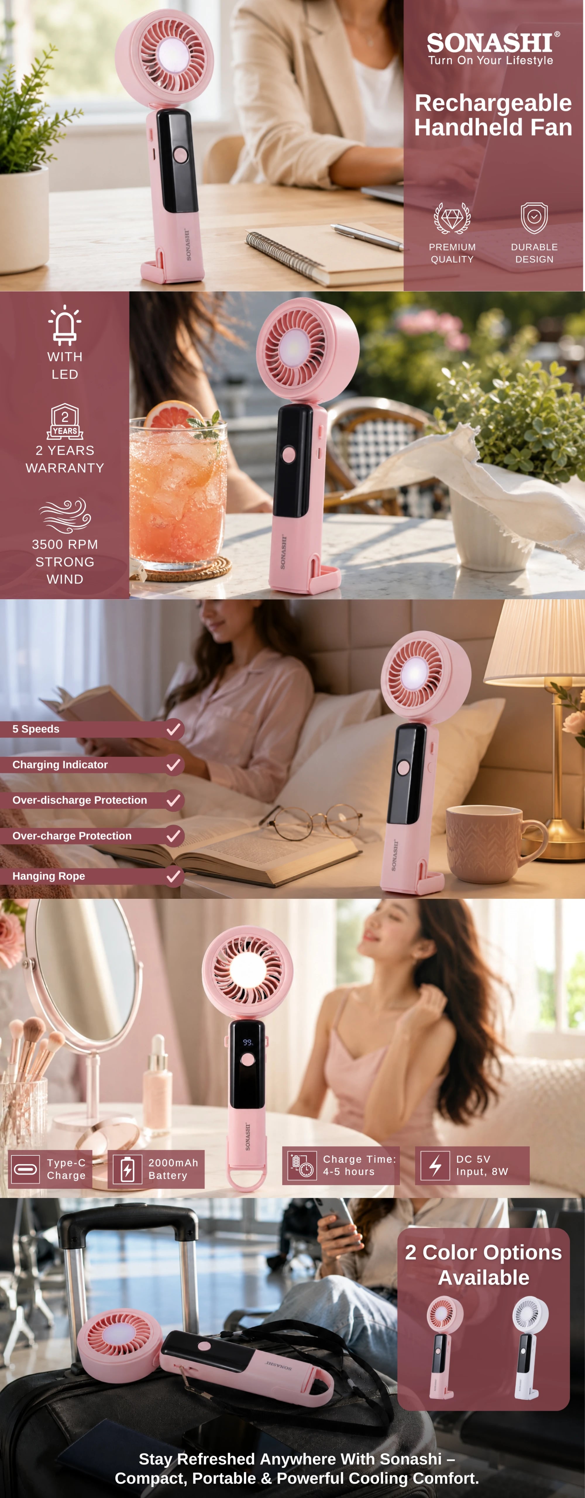 Sonashi Rechargeable Handheld Fan SHF-756 brochure