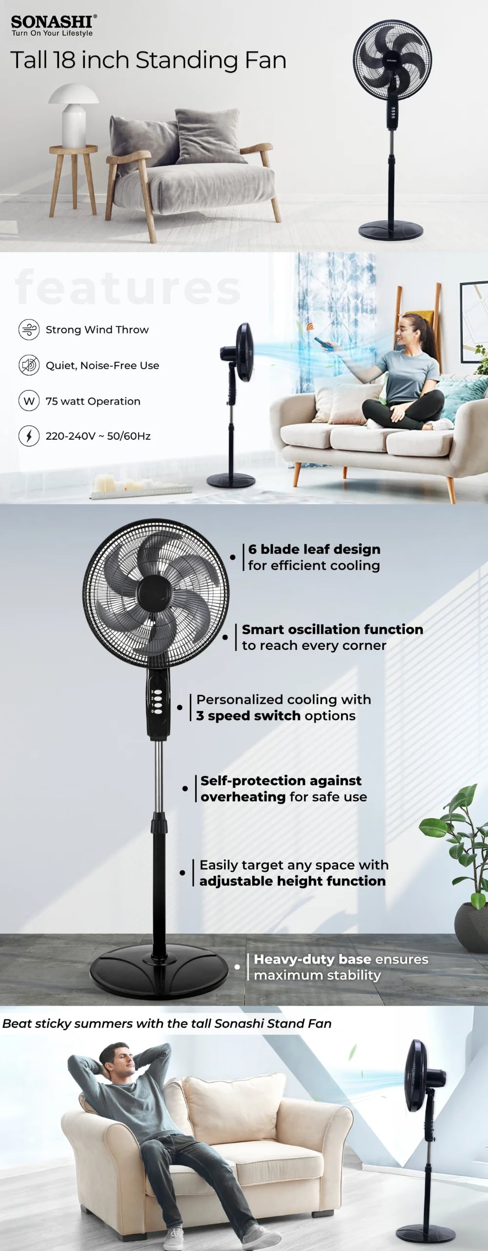 Sonashi 18 Inch Stand Fan SF-8042S brochure