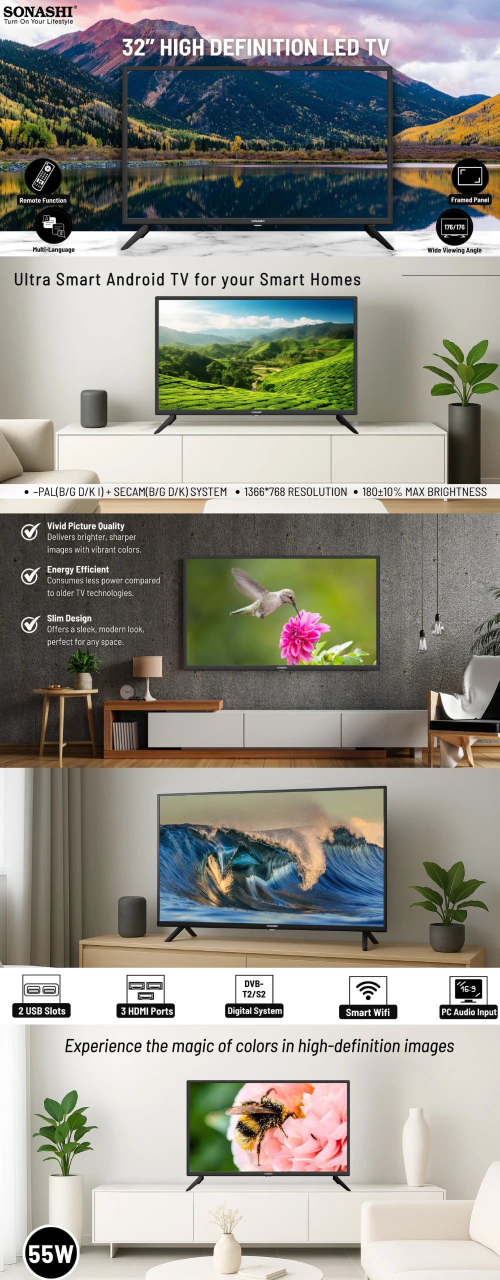 Sonashi 32 Inch High Definition Led TV SLED-3200SHD brochure