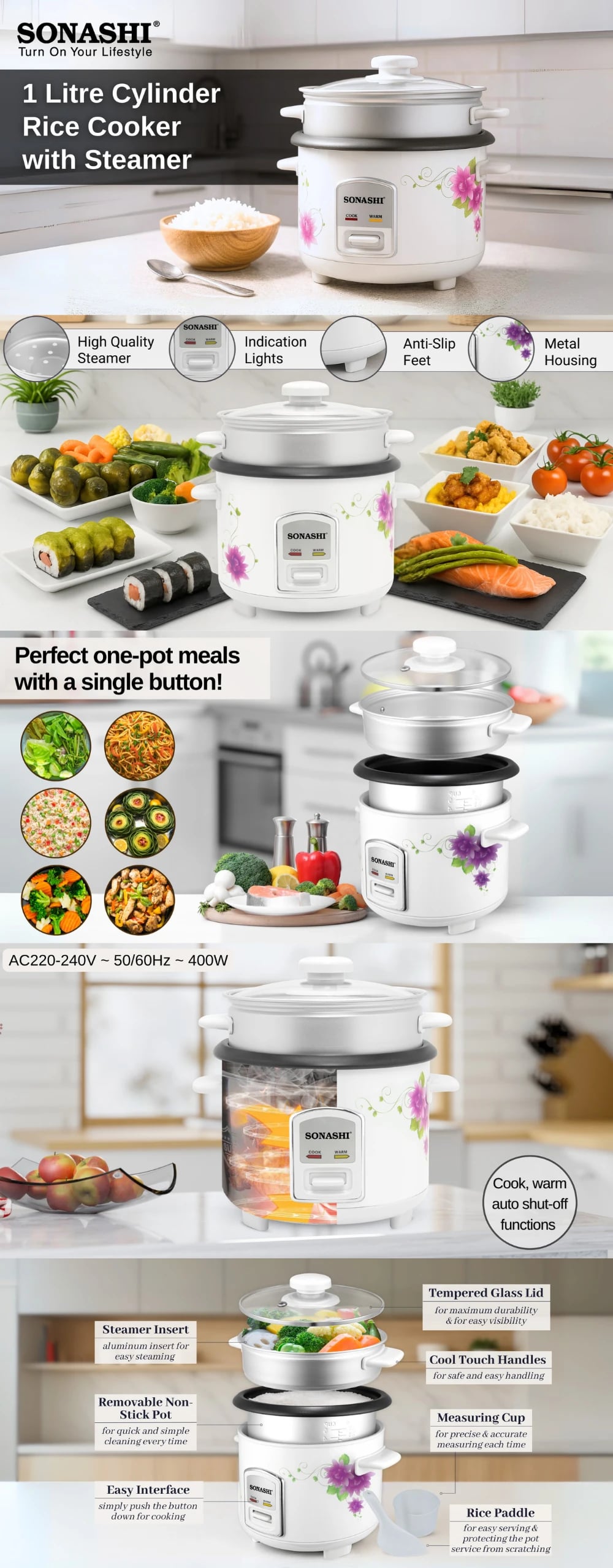 Sonashi 1L Rice Cooker SRC-510N brochure