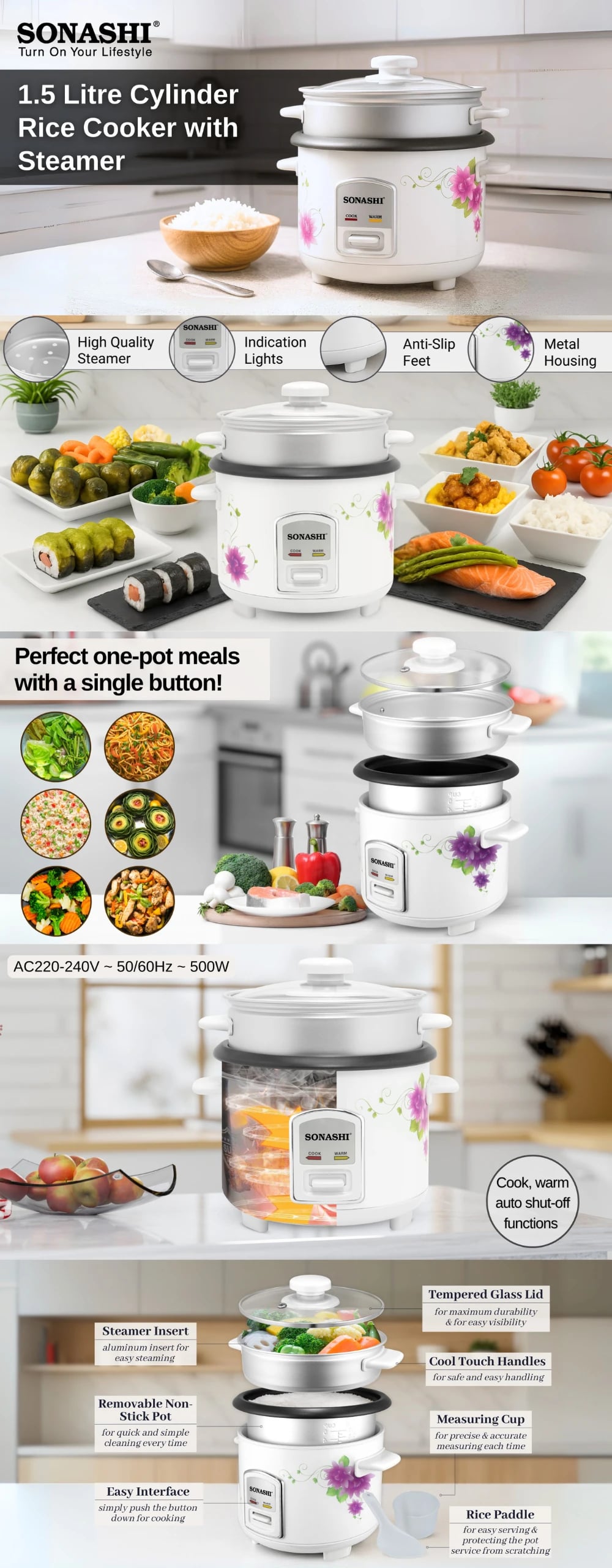 Sonashi 1.5L Rice Cooker SRC-515N brochure
