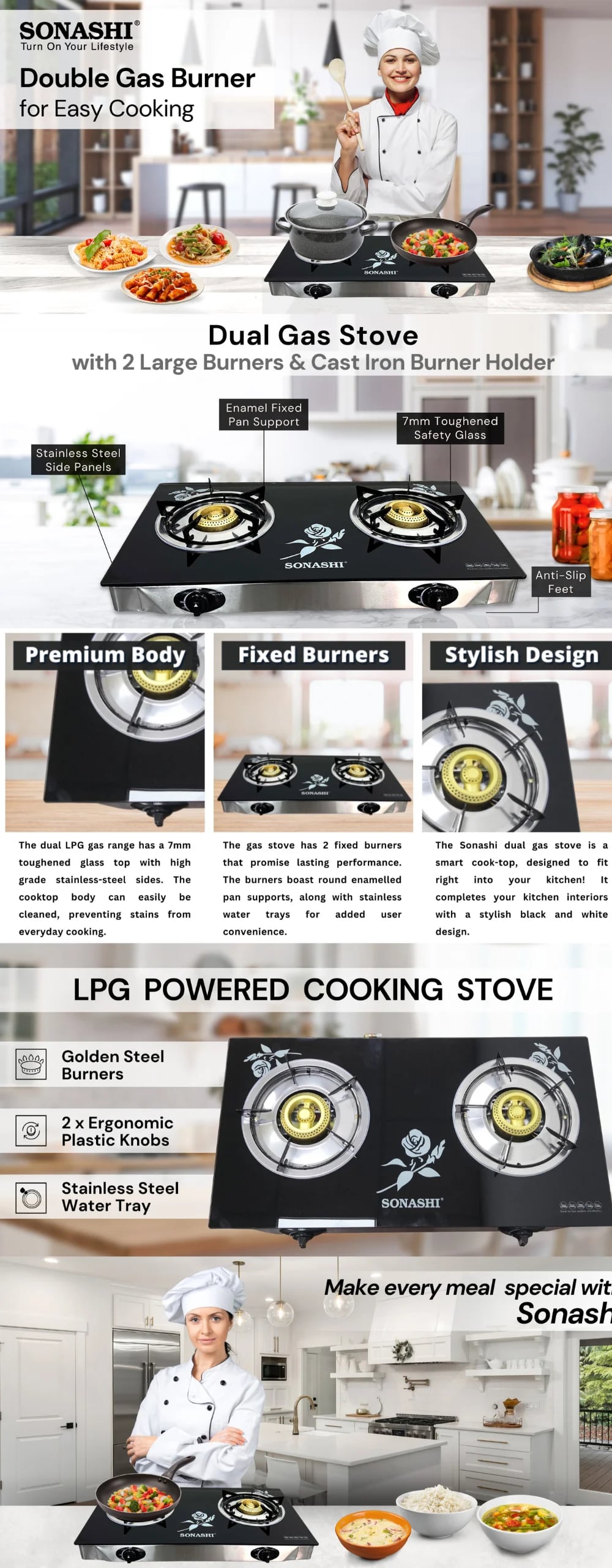 Sonashi Two Gas Burner SGB-210GFFD brochure