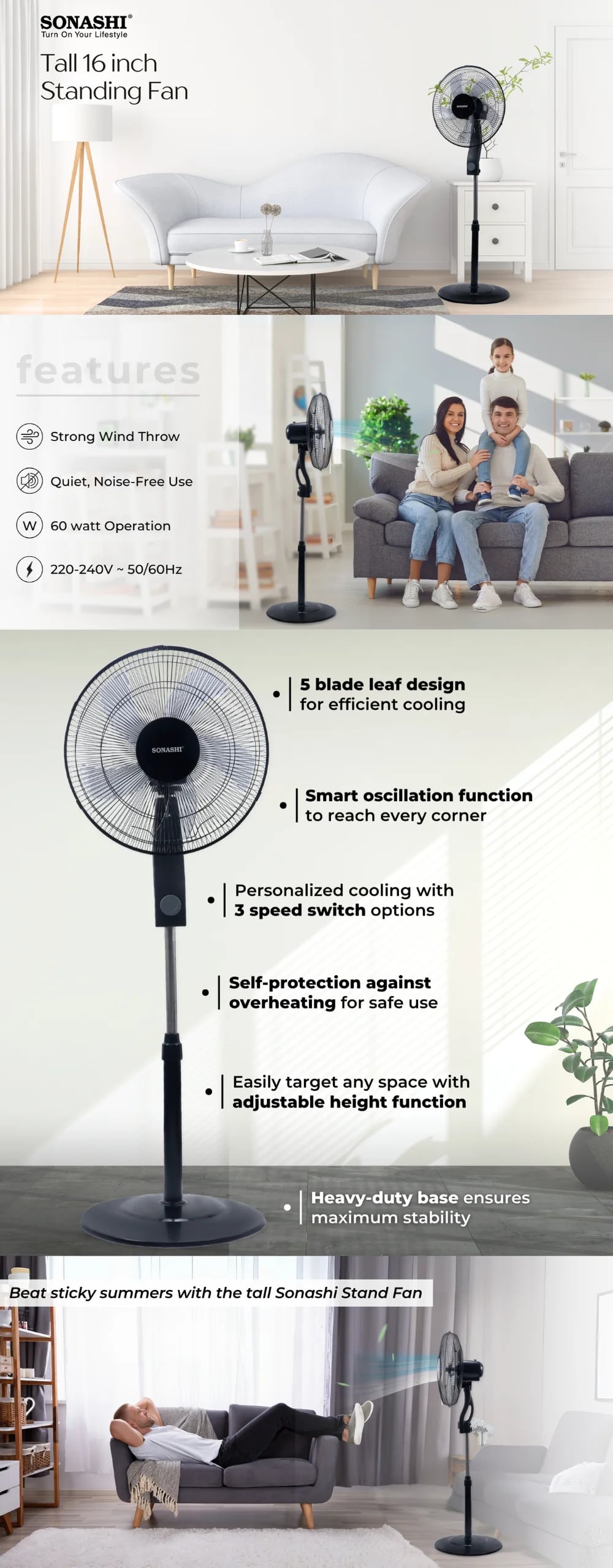 Sonashi 16 Inch Stand Fan SF-8041S brochure