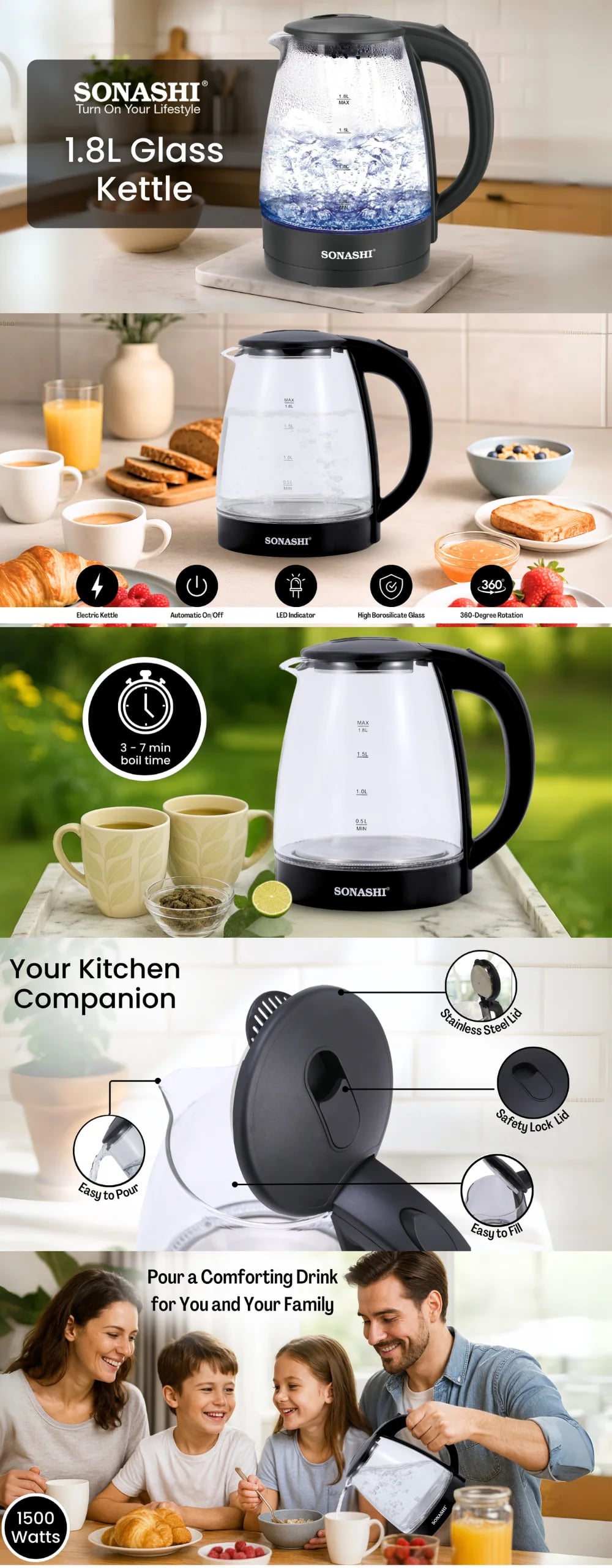 Sonashi 1.8L Glass Kettle SKT-1825 brochure
