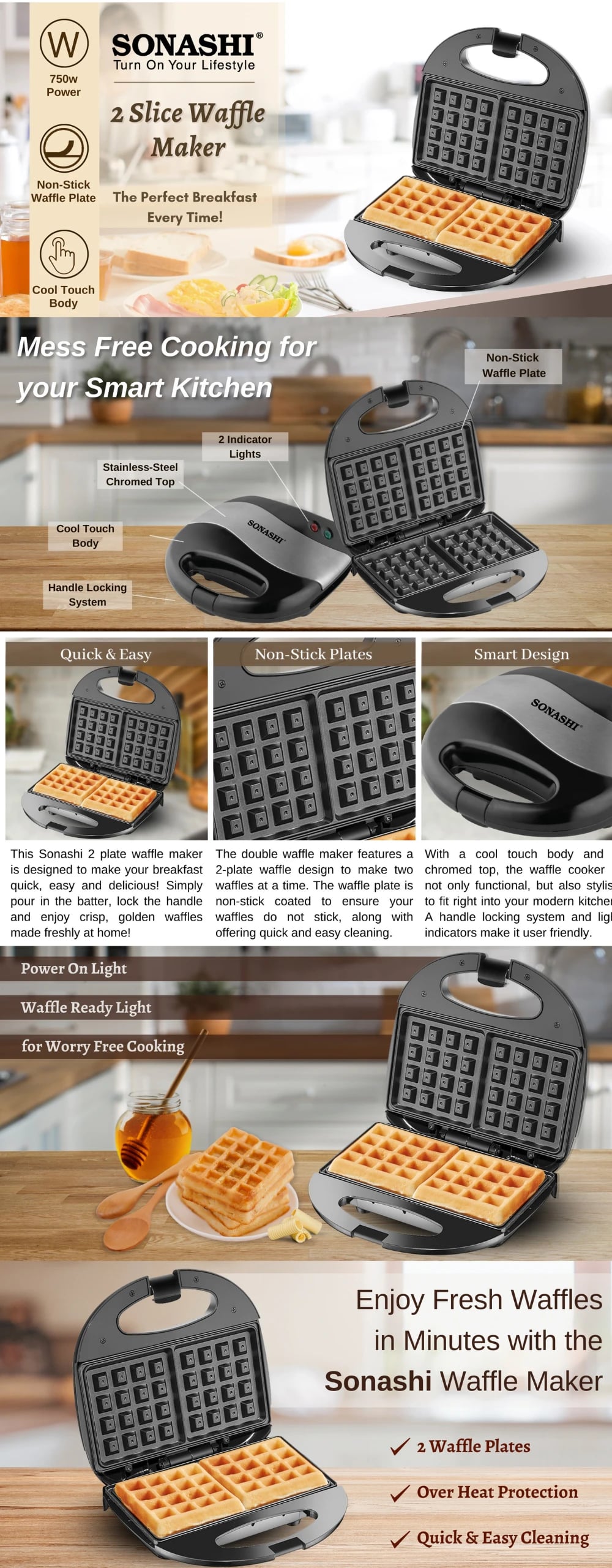 Sonashi Waffle Maker SWM-873 brochure