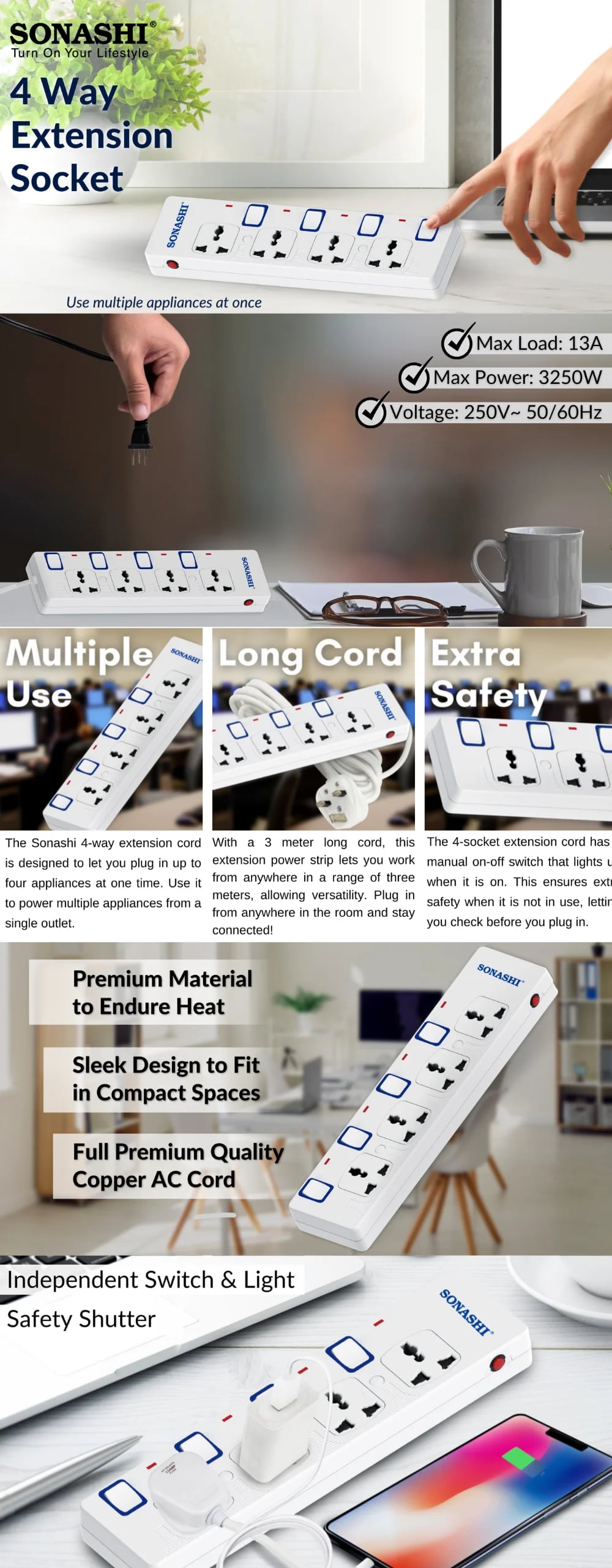 Sonashi Extension Socket SES-804 brochure