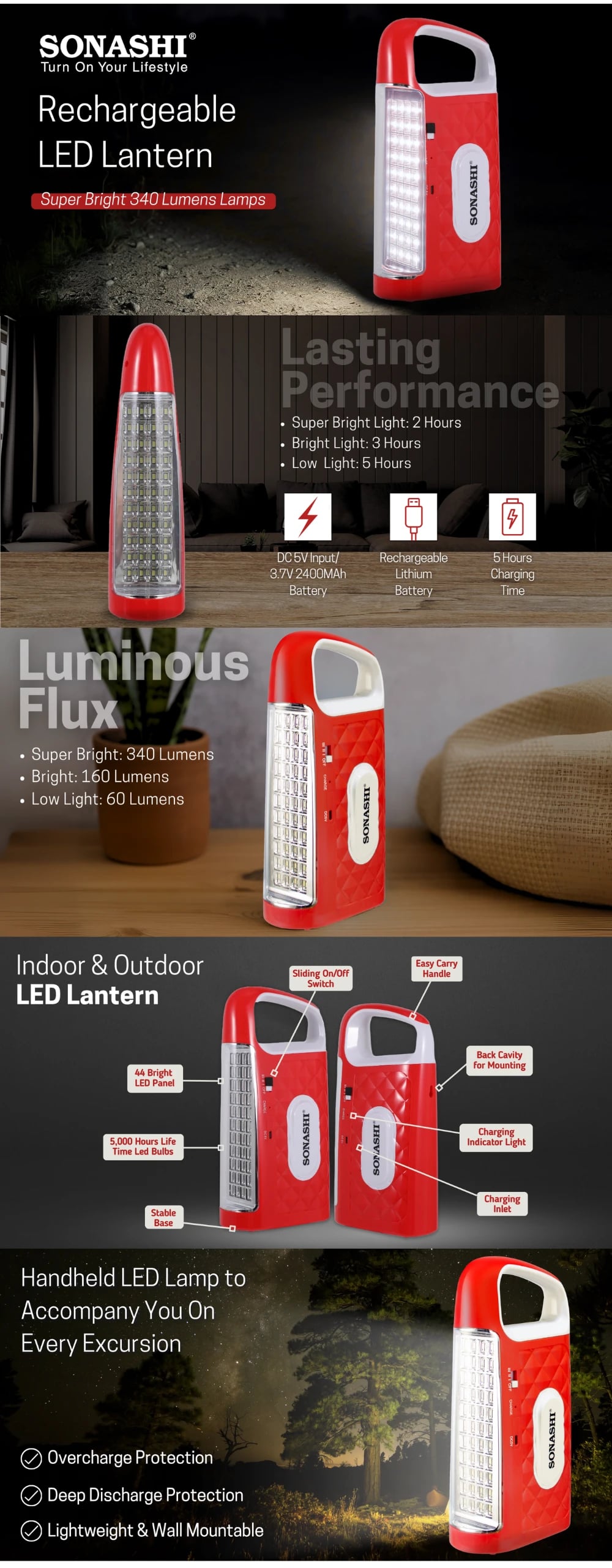 Sonashi Rechargeable LED Lanterns SEL-687N-Red brochure